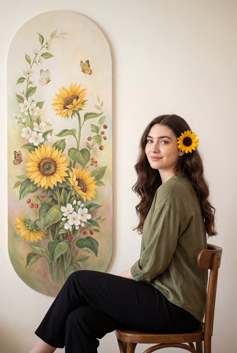 AI Prompt for Botanical Portrait with Sunflower Art