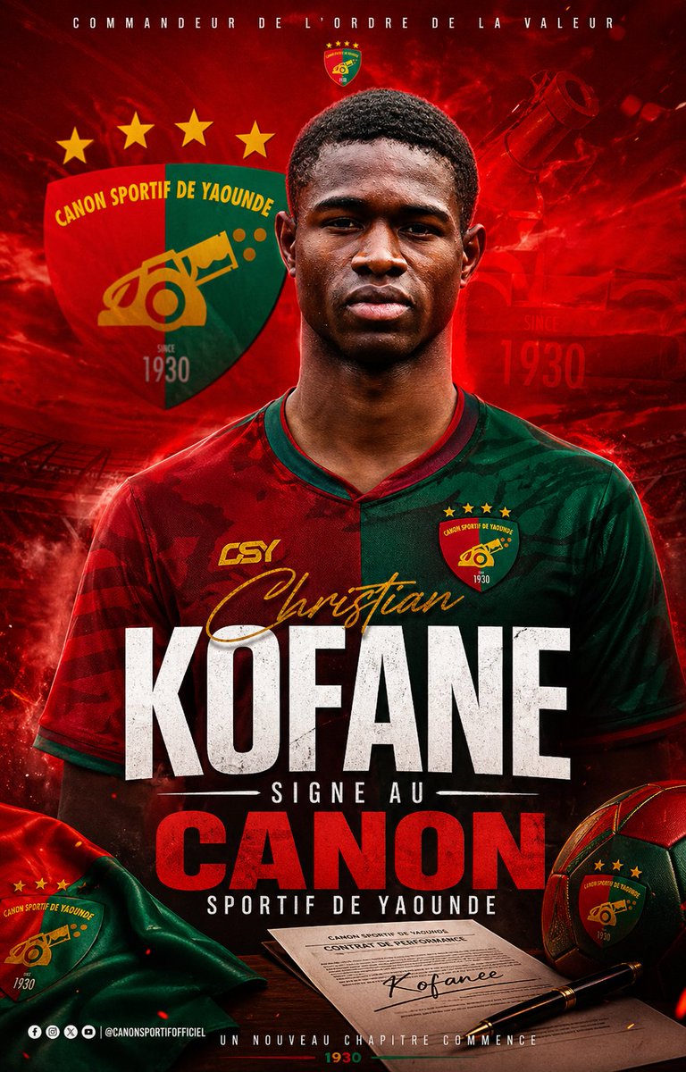 AI Prompt for Canon Sportif de Yaounde Football Player Signing Poster