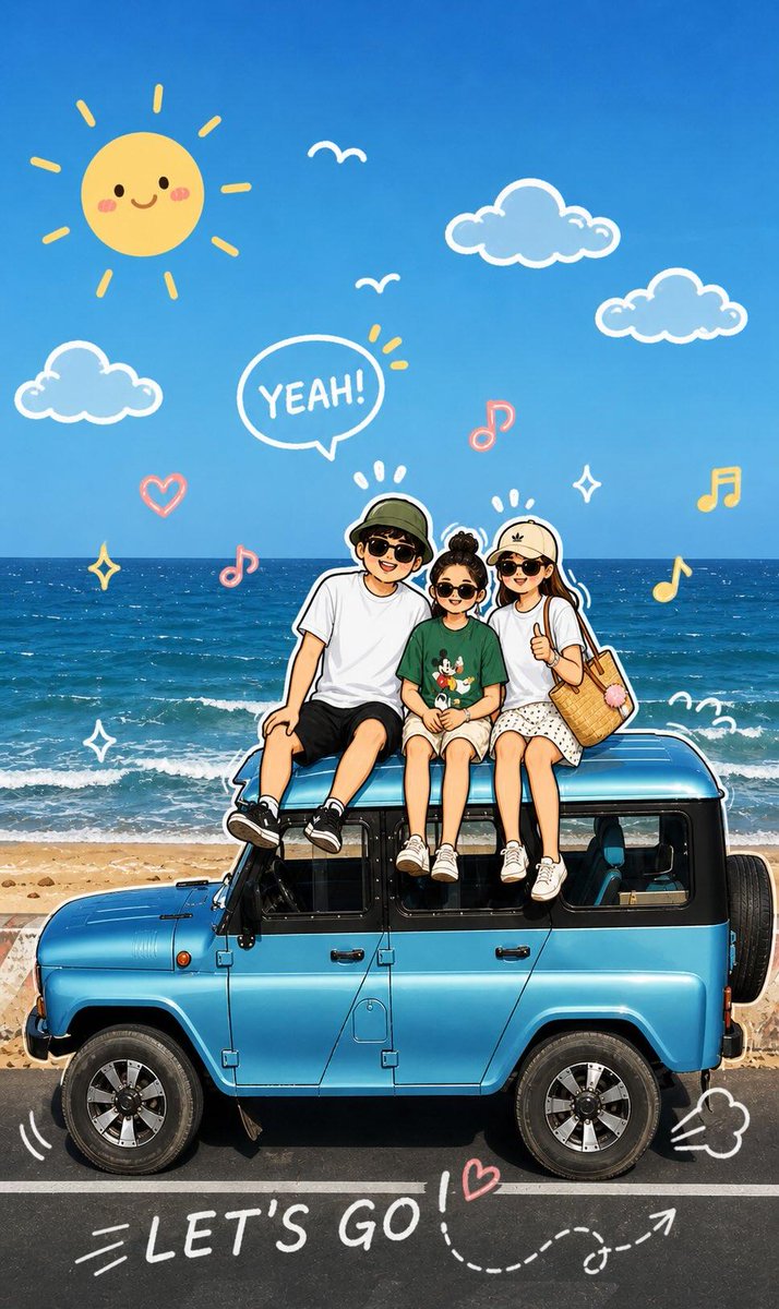 AI Prompt for Cartoon Portrait Transformation with Hand-Drawn Elements