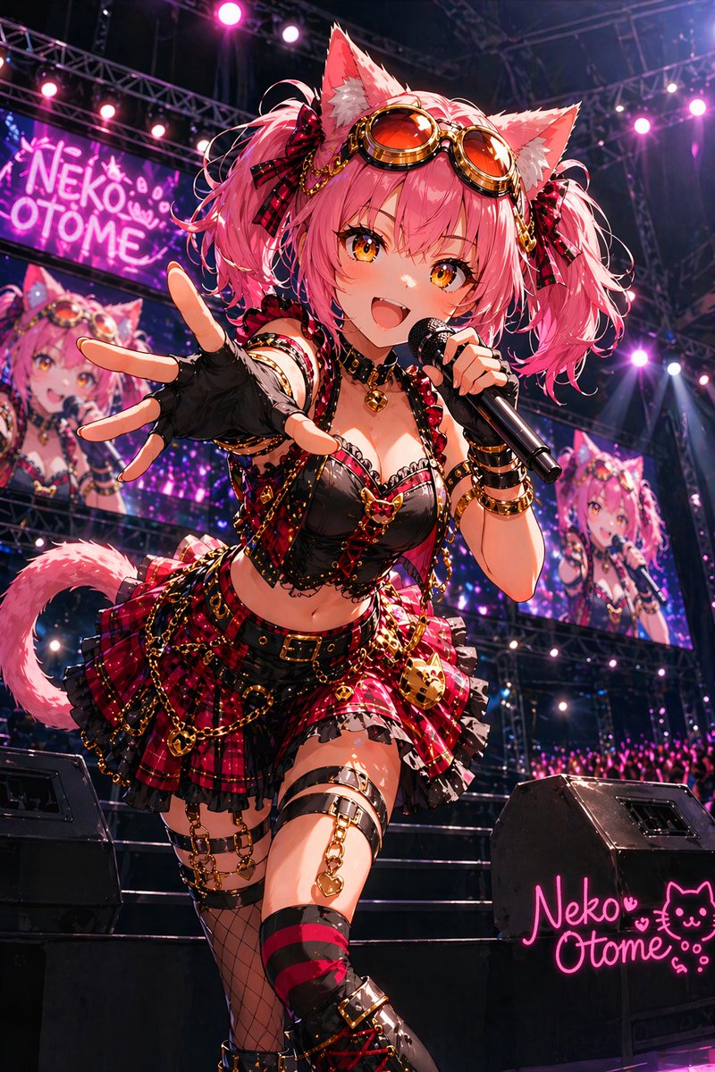 AI Prompt for Catgirl Idol Concert Stage Design with Anime Style