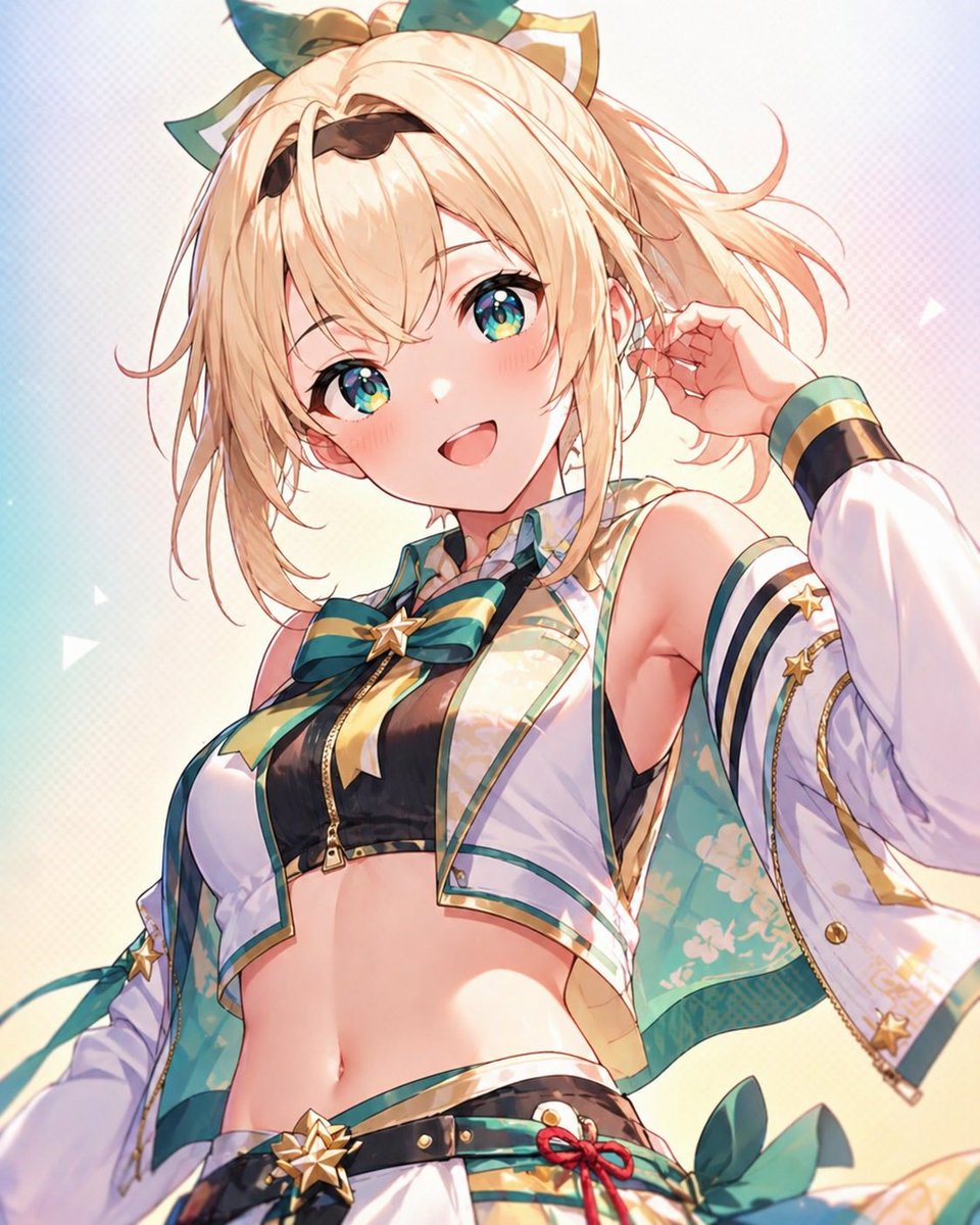 AI Prompt for Censored Anime Idol Portrait with Low-Angle Ornate Costume