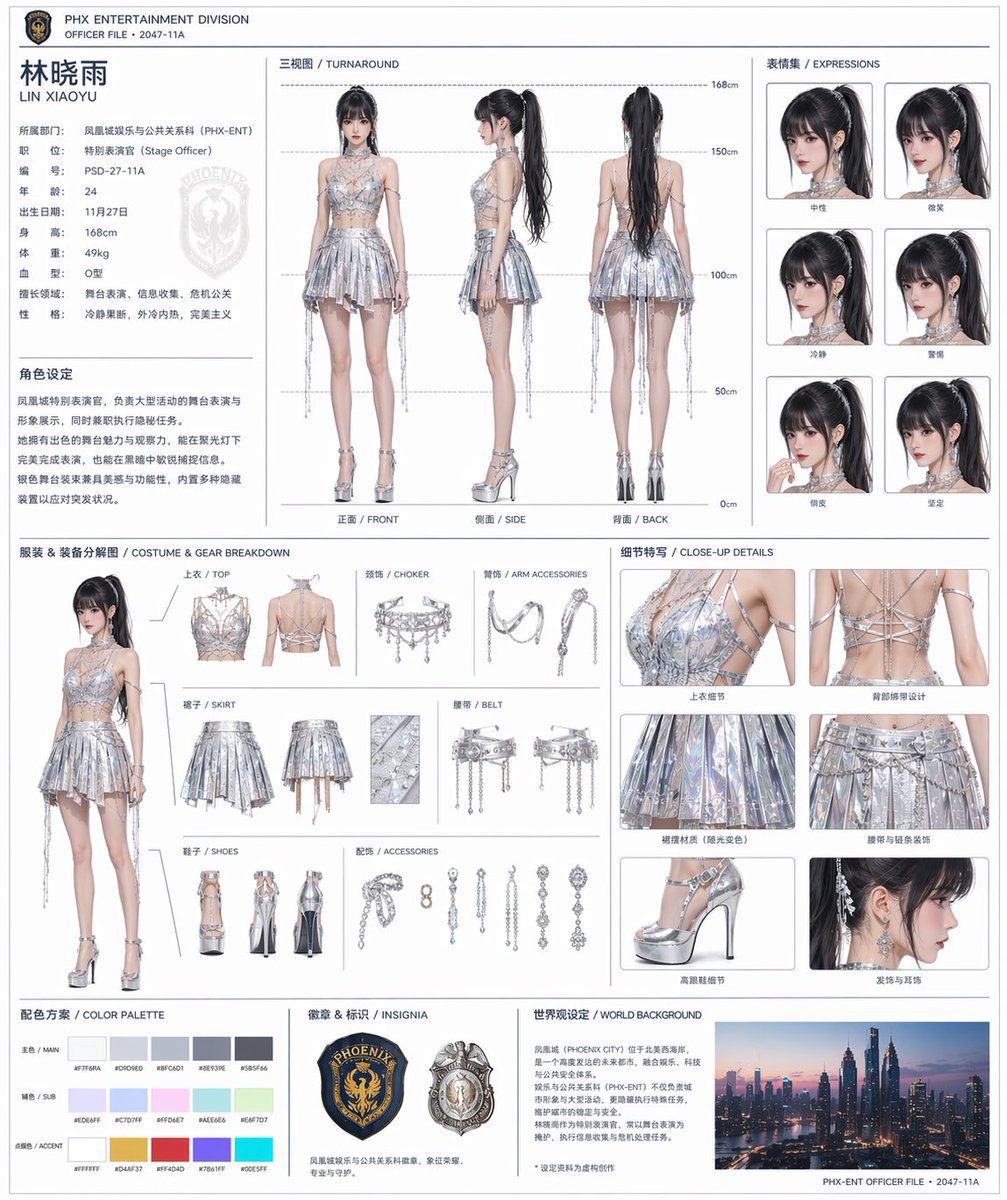 AI Prompt for Character Concept Art Reference Sheets with Multi-Angle Views and Expressions