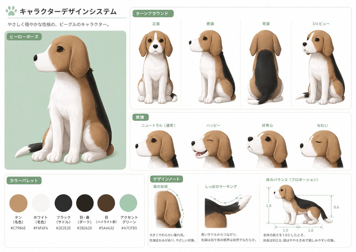 AI Prompt for Character Design: Polished Japanese Beagle Mascot
