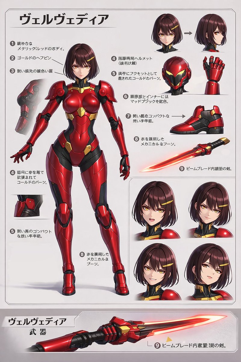 AI Prompt for Character Reference Sheet - Velvedia Mecha Design