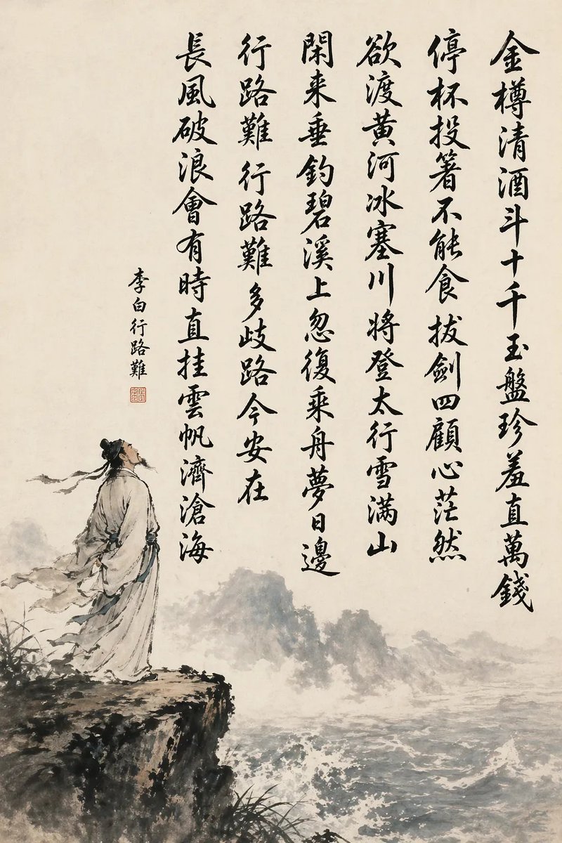 AI Prompt for Chinese Ink Painting with Poem Calligraphy Landscape