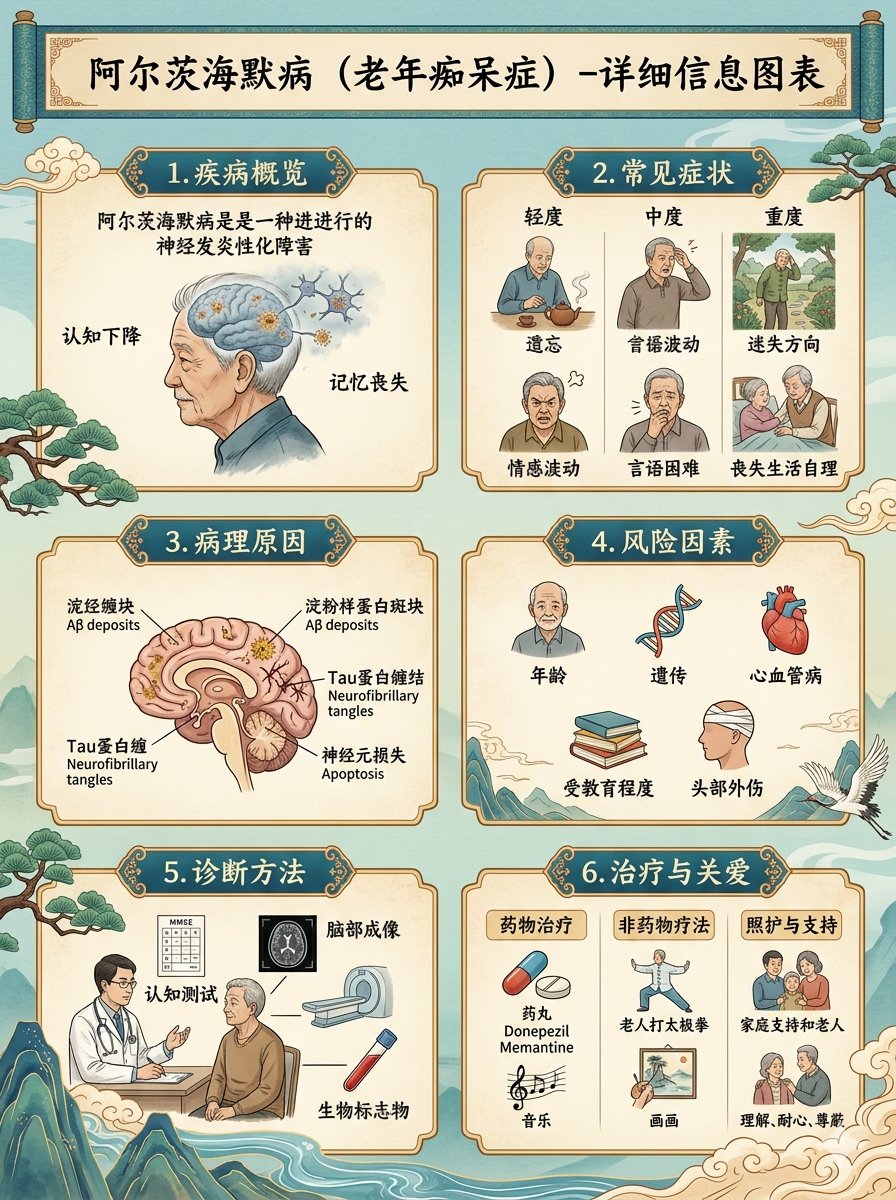 AI Prompt for Chinese-Style Alzheimer's Disease Infographic Poster