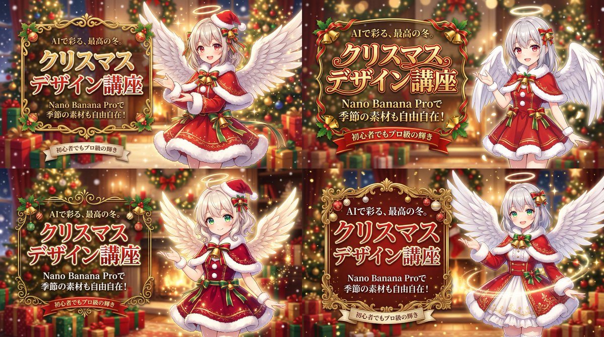 AI Prompt for Christmas-Themed Anime Angel Illustration