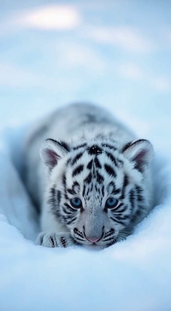 AI Prompt for Cinematic Animal Scene: Helpless White Tiger Cub in Snow