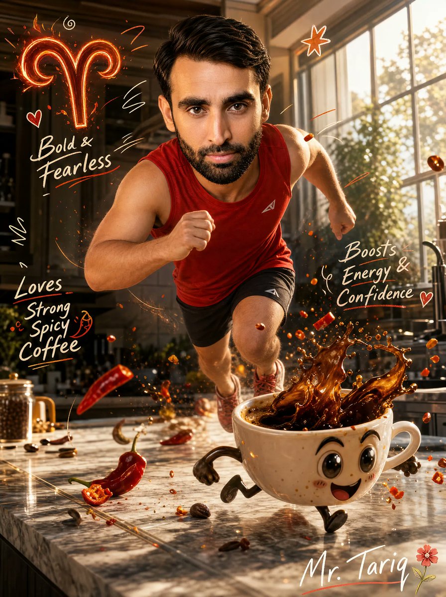 AI Prompt for Cinematic Athletic Runner Poster with 3D Coffee Elements