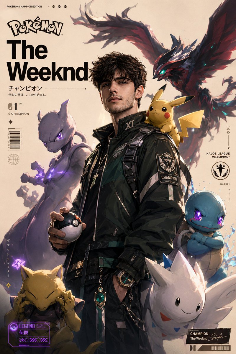 AI Prompt for Cinematic Pokémon Champion Poster Art in a Modern Anime Style