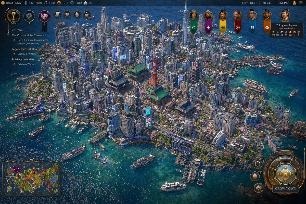 AI Prompt for Cityscape, Tokyo Island Megacity in Civilization-Style