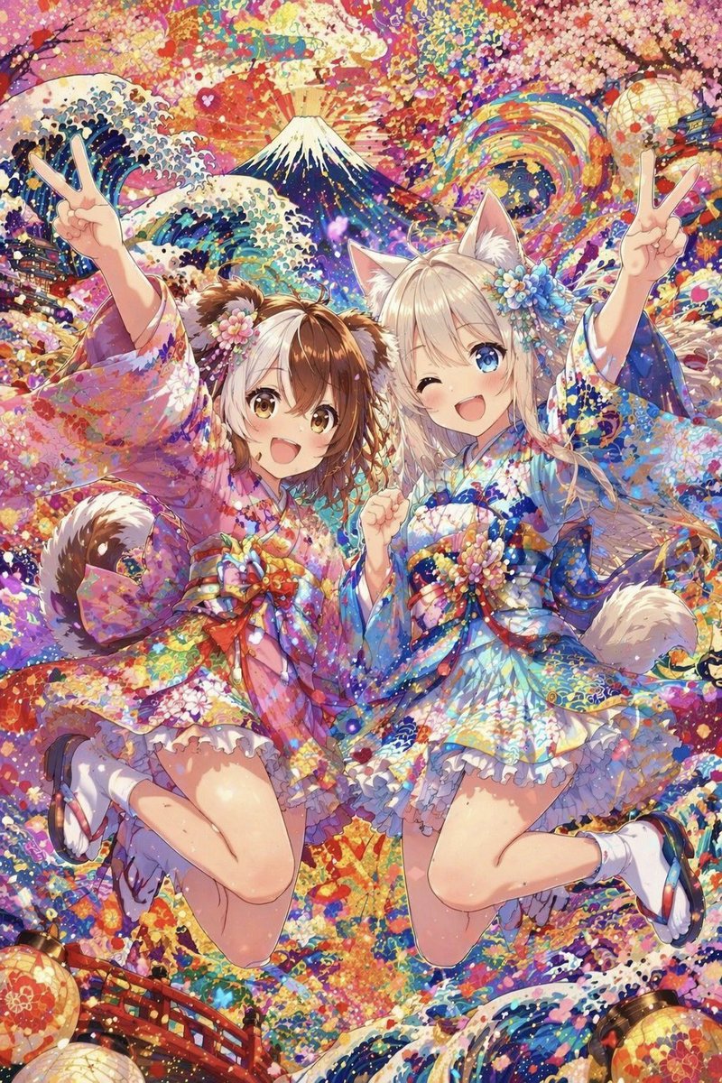 AI Prompt for Colorful Anime Character Festival Illustration