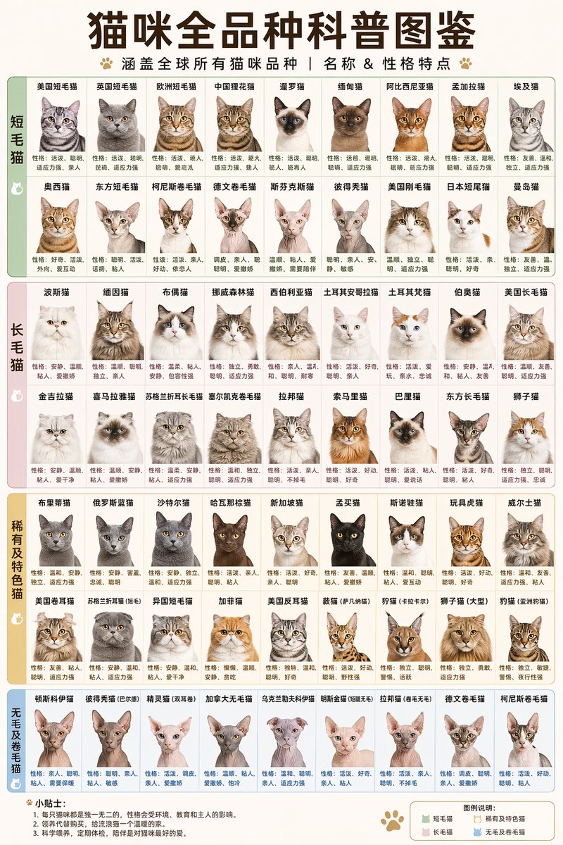 AI Prompt for Colorful Cat Breed Infographic