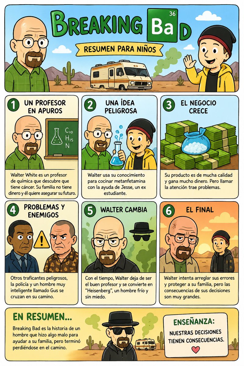 AI Prompt for Colorful Kids Illustration: Breaking Bad Style Comic Poster