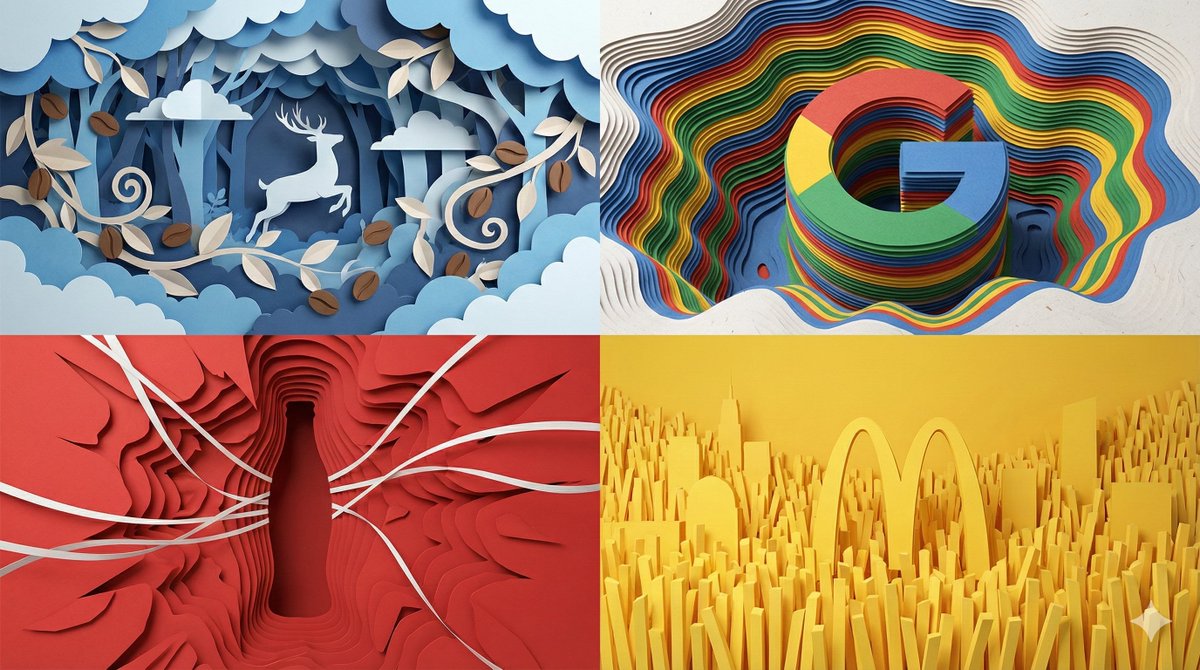AI Prompt for Composite 16:9 Brand Illustrations with Paper-Cut Aesthetics