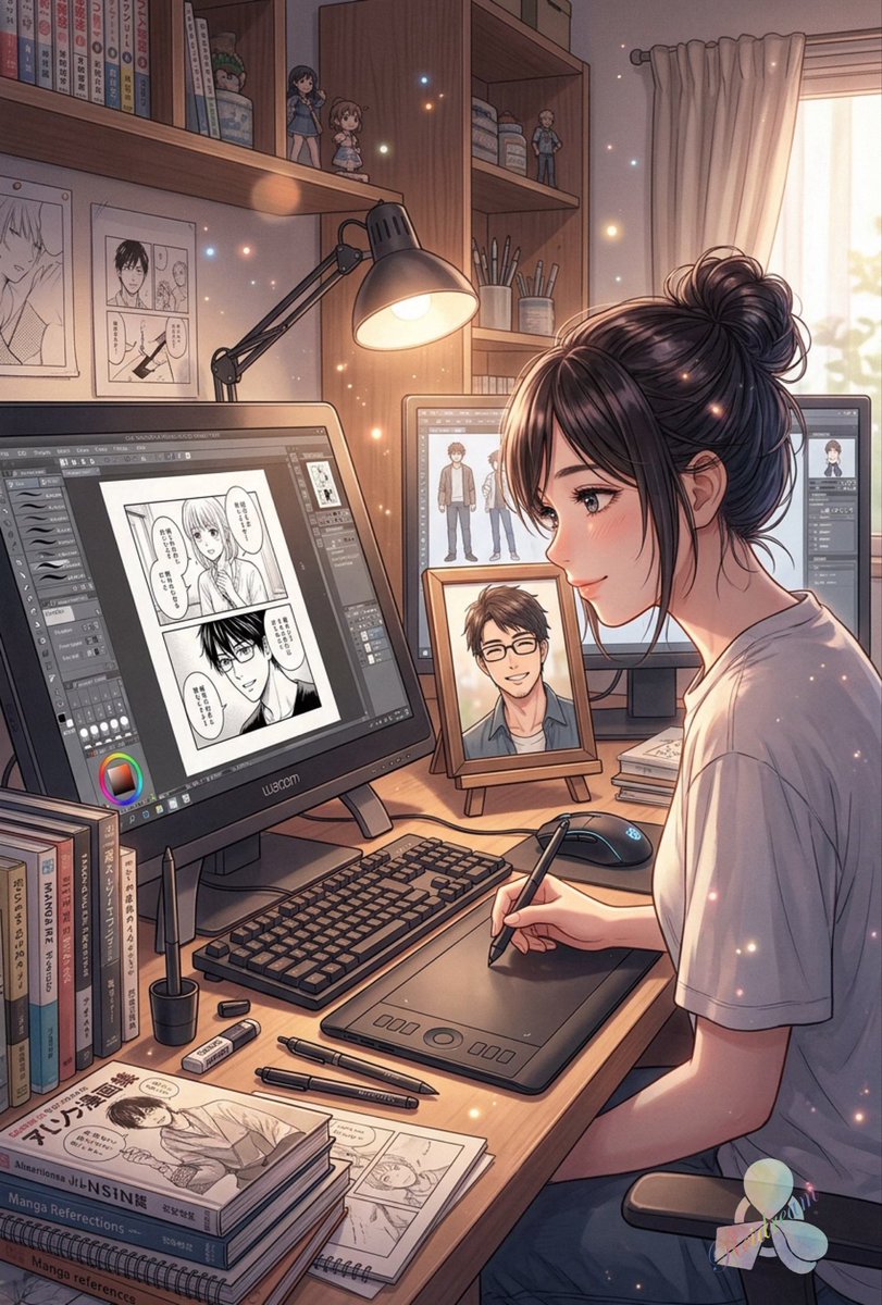 AI Prompt for Cozy Anime Manga Studio Illustration