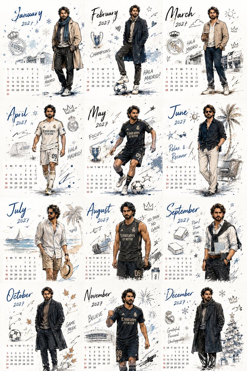 AI Prompt for Creating a Korean-Style Desktop Calendar 2027 with Illustrations