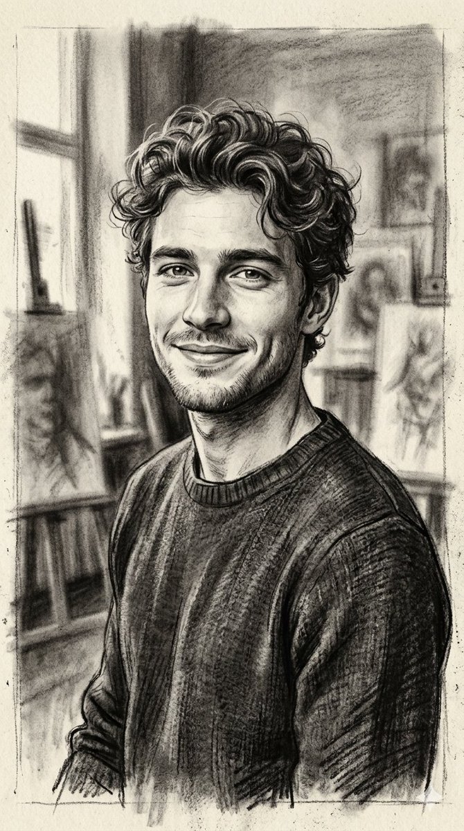 AI Prompt for Creating a Realistic Charcoal Sketch Portrait with Visible Strokes