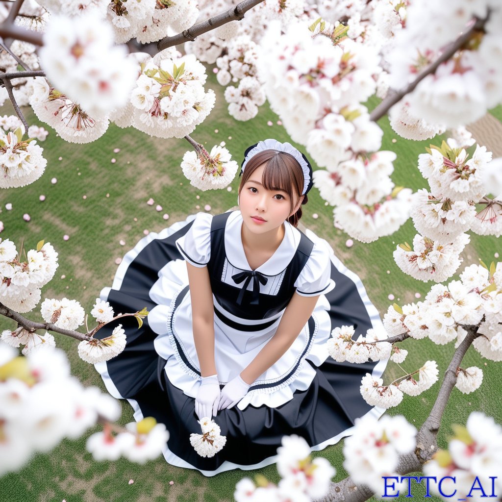 AI Prompt for Creating an Anime Maid Under Cherry Blossoms