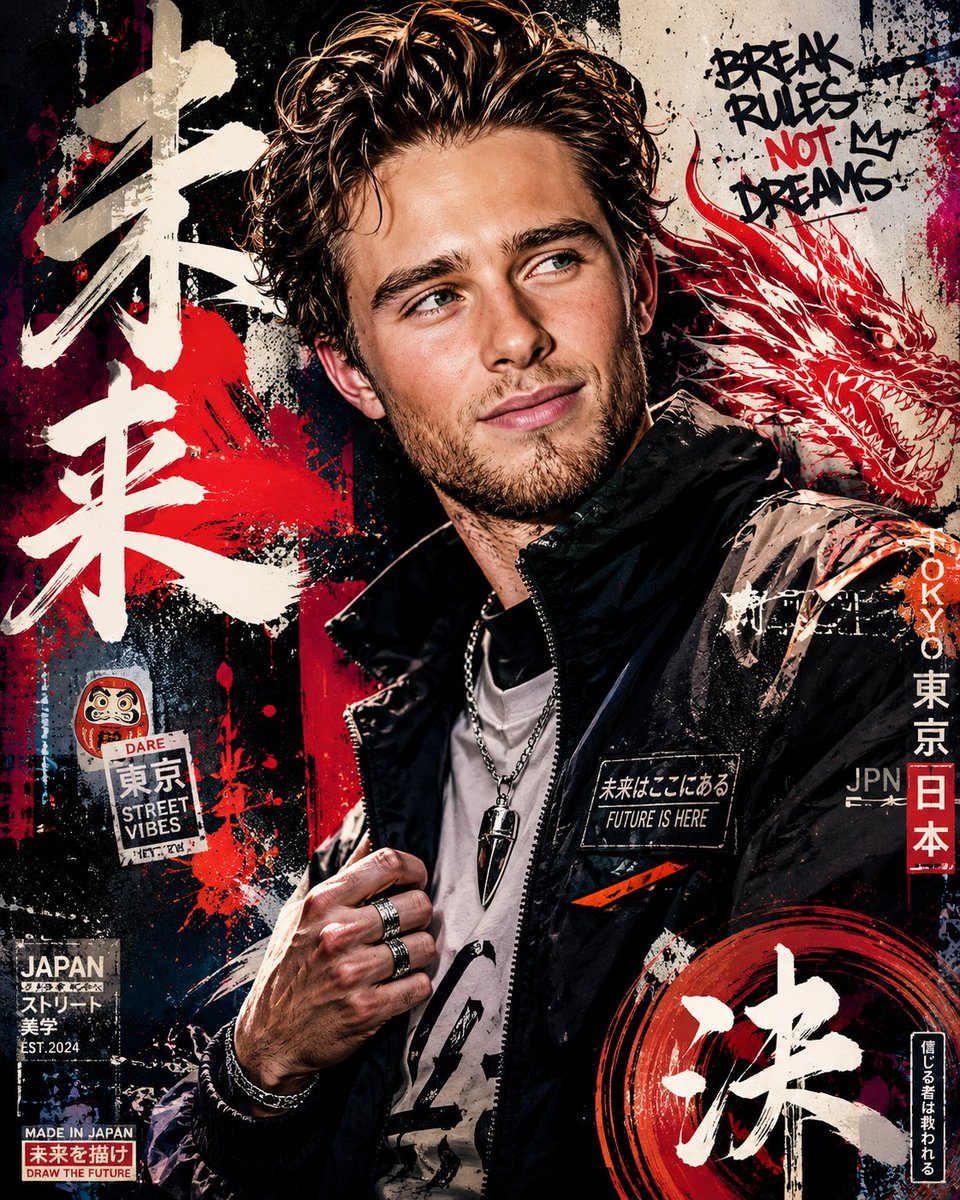 AI Prompt for Creating Bold Japanese Graffiti Poster Art with Urban Street Aesthetic