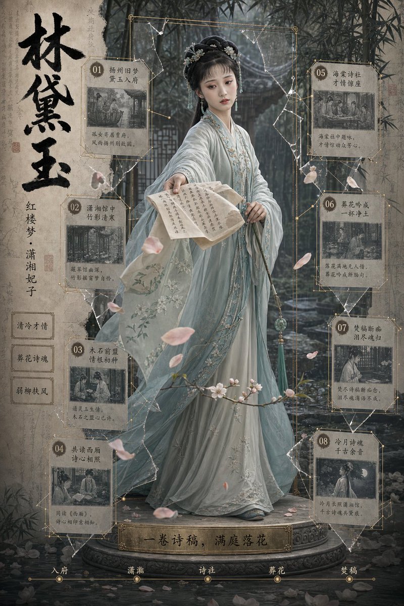 AI Prompt for Creating Elegant Chinese-Inspired Literary Character Posters