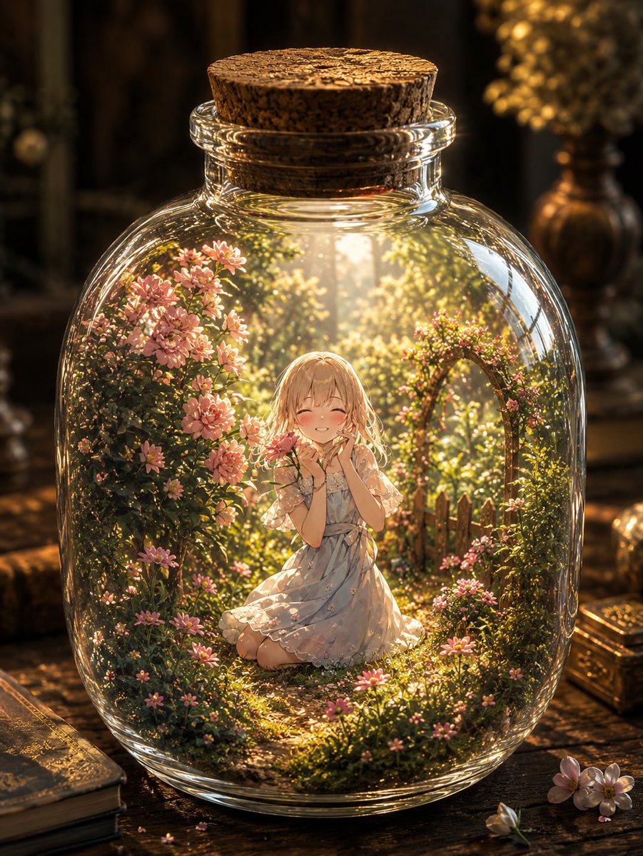 AI Prompt for Creating Enchanting Anime-inspired Terrarium Scenes with Miniature Characters