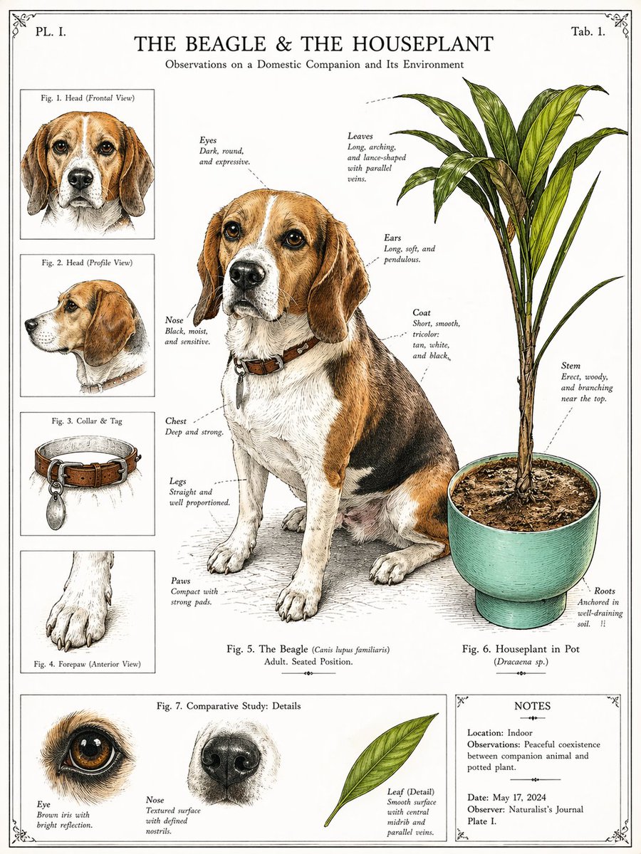 AI Prompt for Creating Vintage Style Beagle Botanical Posters