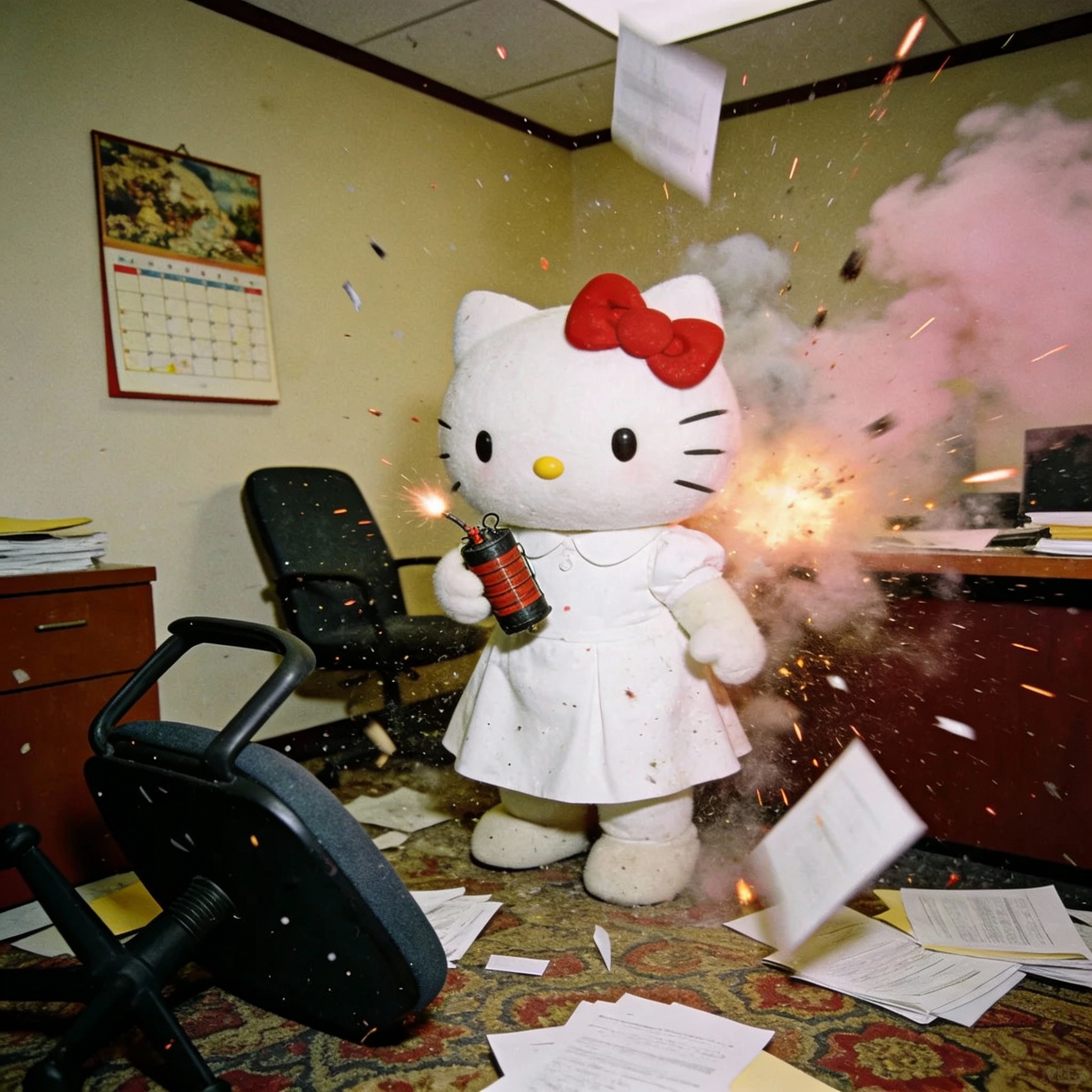 AI Prompt for Creating Whimsical Office Scenes with Hello Kitty