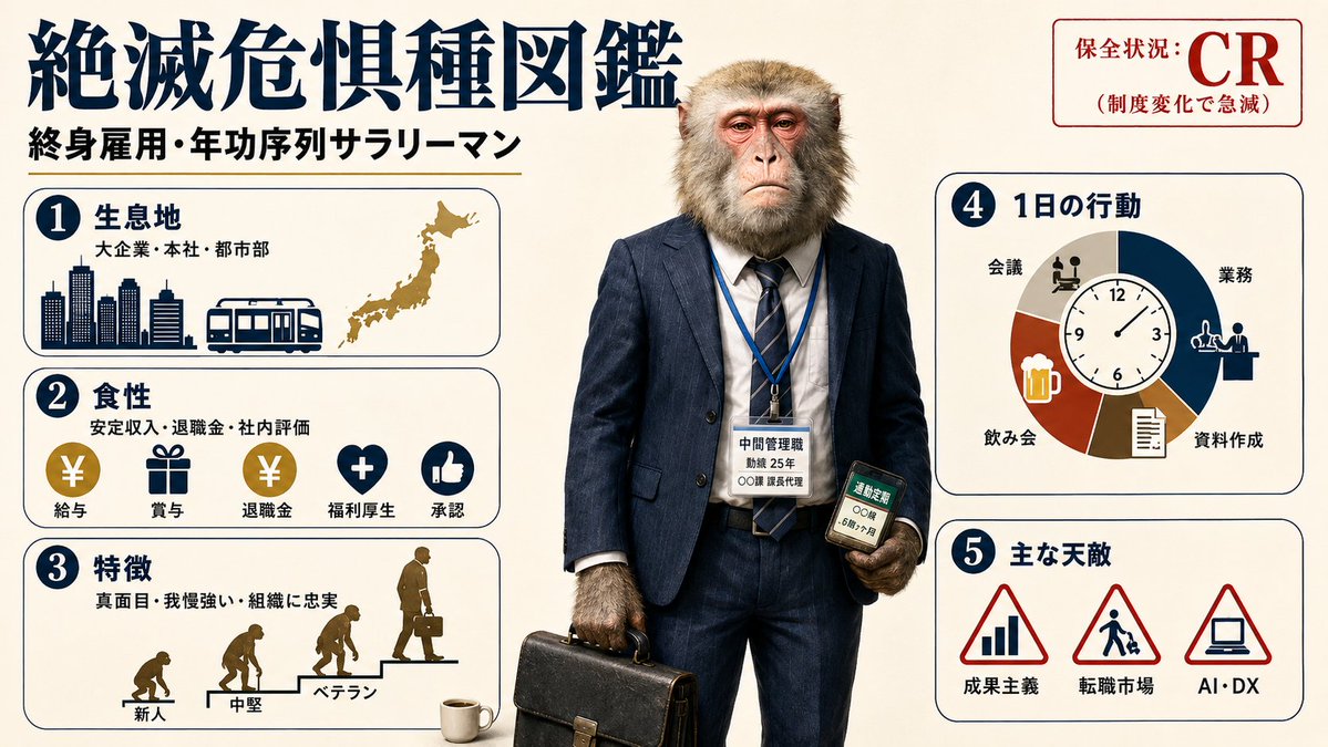 AI Prompt for Creative Infographic Designs: Endangered Salaryman Concept