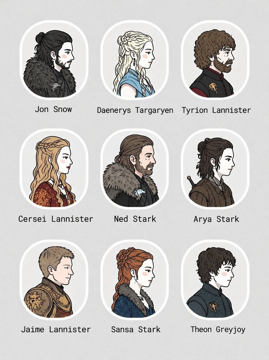 AI Prompt for Custom 3x3 Character Profile Portraits
