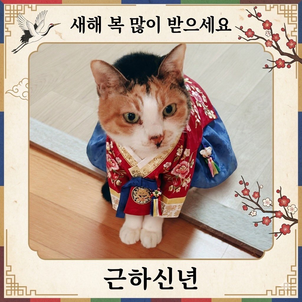 AI Prompt for Custom AI-Generated Cat Hanbok New Year's Card