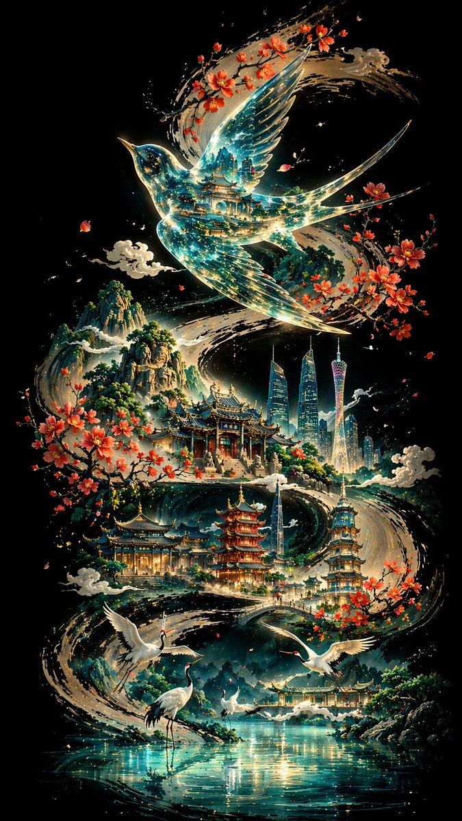AI Prompt for Custom Chinese-Inspired City Posters with Calligraphy