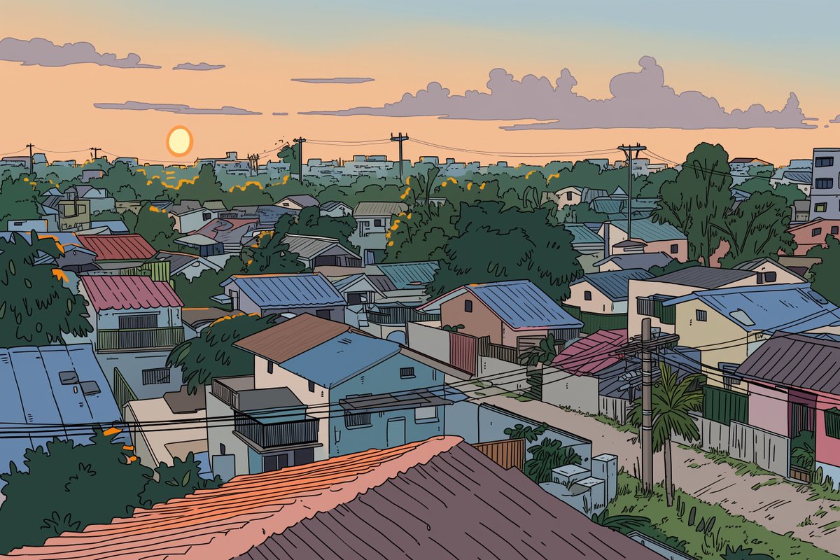 AI Prompt for Custom Comic-Style Suburban Landscapes with Time of Day and Setting