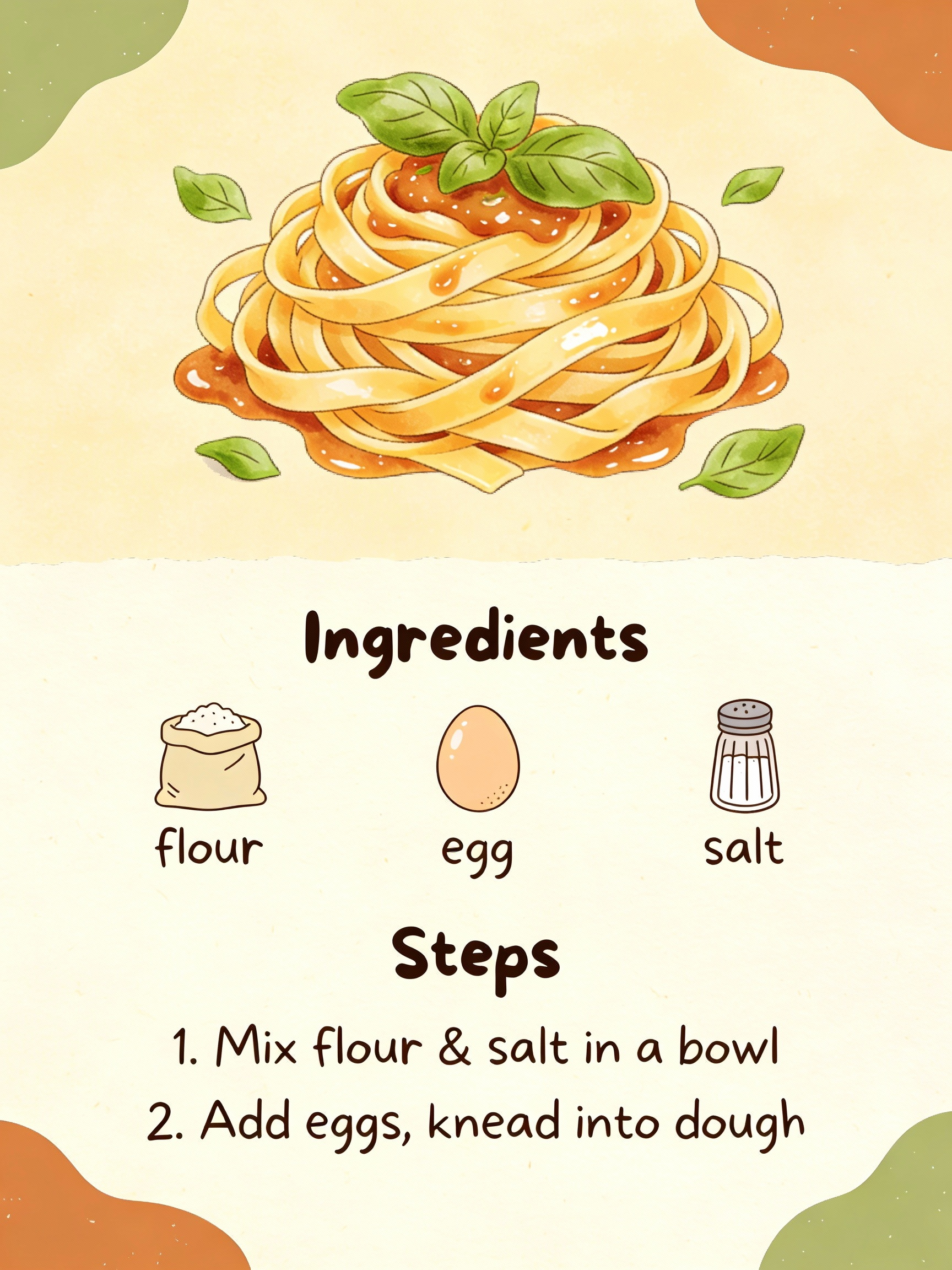 AI Prompt for Custom Illustrated Pasta Recipe Card Design