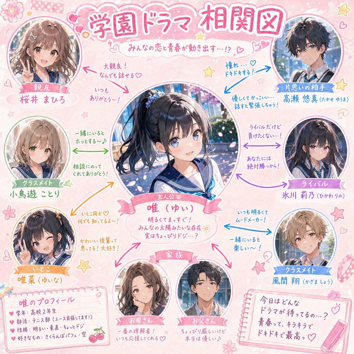 AI Prompt for Custom School Drama Relationship Chart Graphic