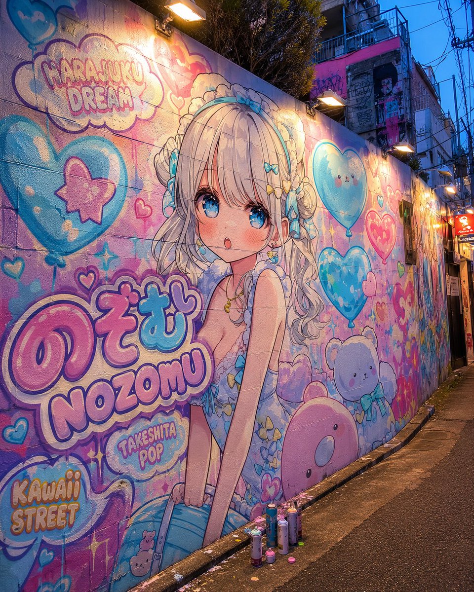 AI Prompt for Customizable Harajuku Kawaii Anime Mural