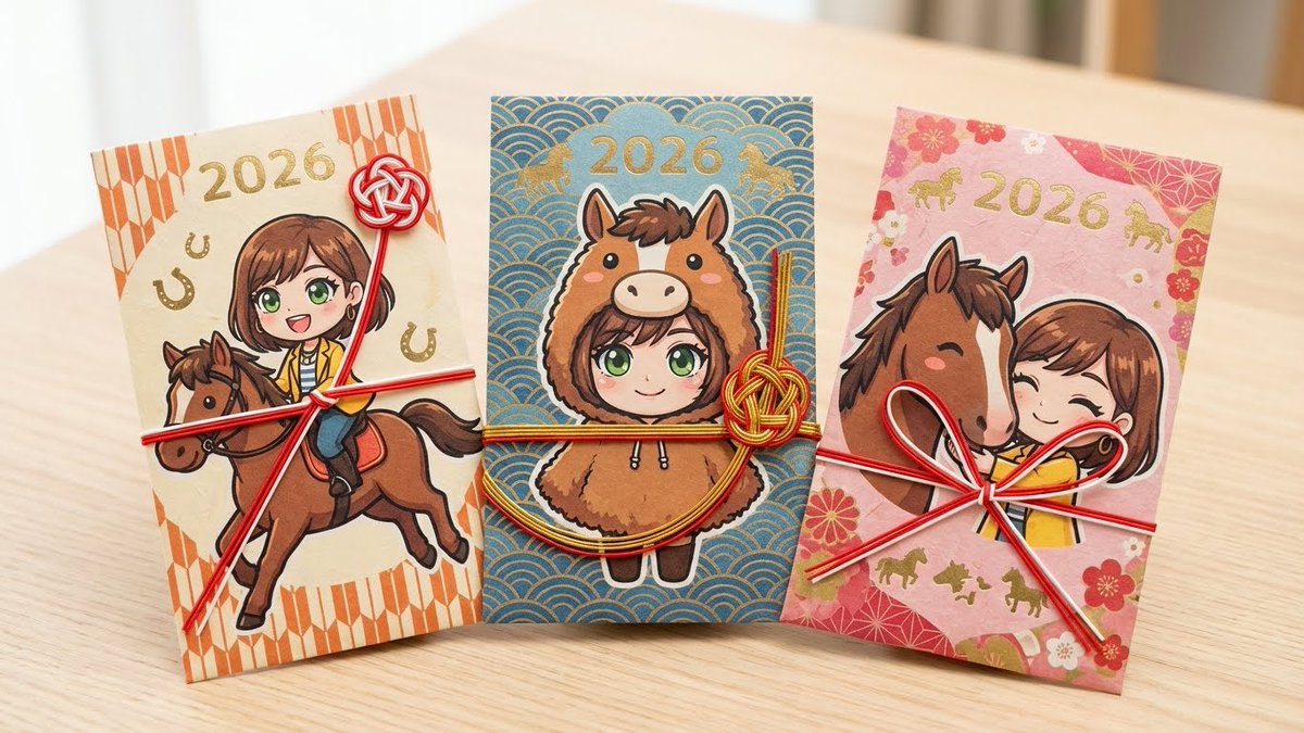 AI Prompt for Customizable Horse Theme Pochibukuro Illustration