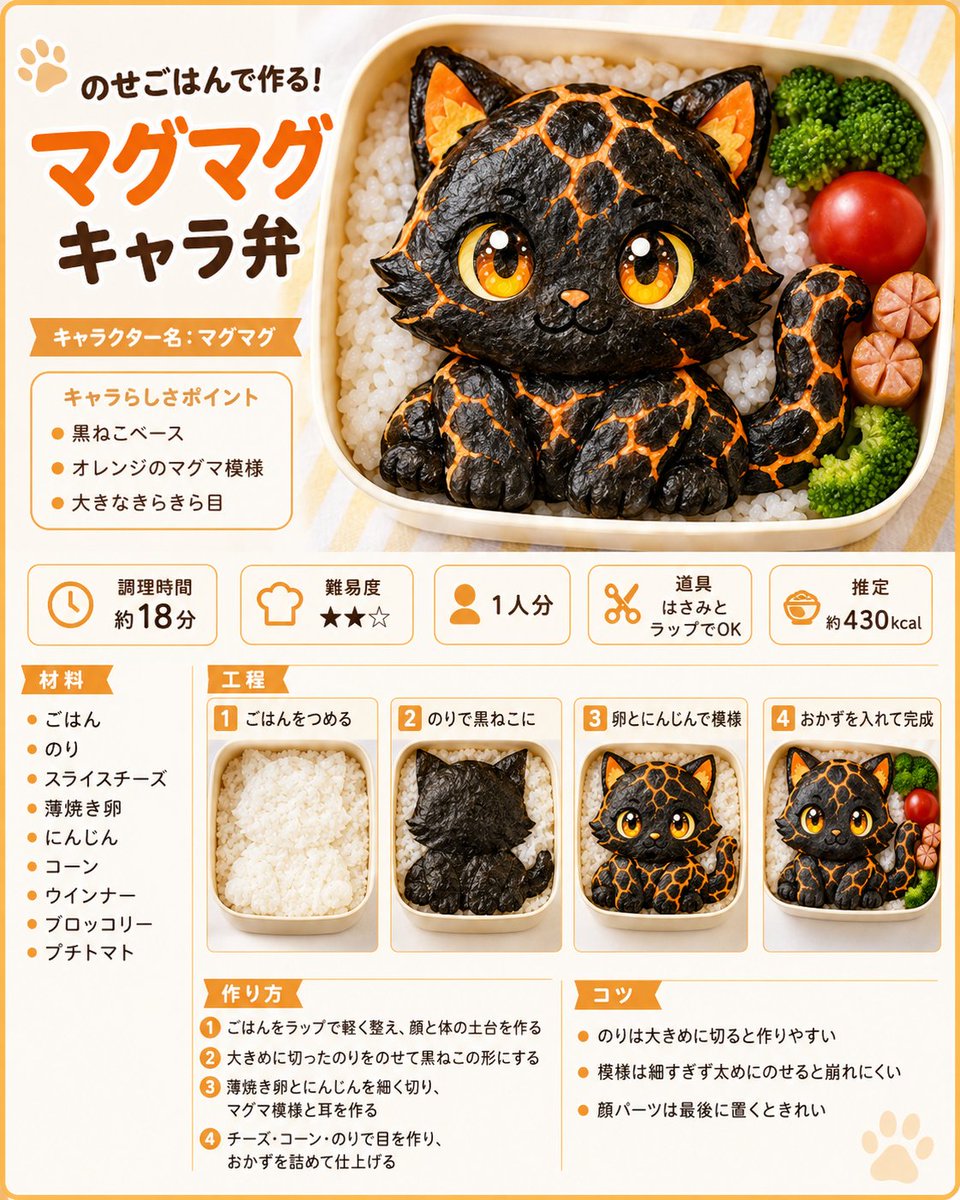 AI Prompt for Customizable Kawaii Japanese Bento Recipe Infographic