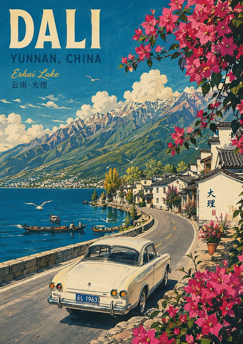 AI Prompt for Customizable Vintage Travel Posters