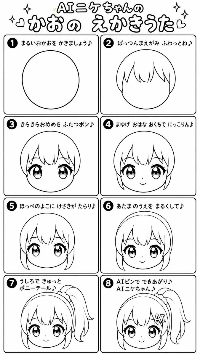 AI Prompt for Cute Chibi Anime Drawing Worksheet with Step Captions