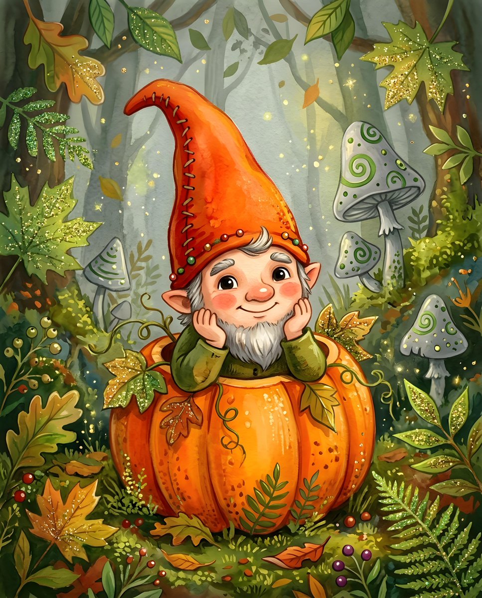 AI Prompt for Cute Gnome Illustration in Whimsical Forest Setting