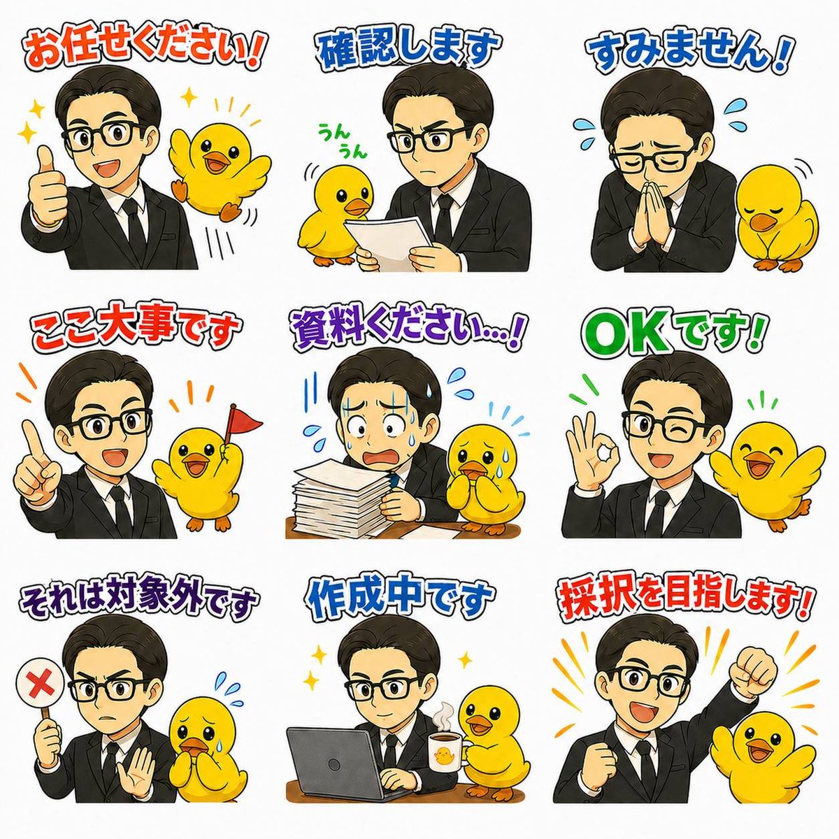 AI Prompt for Cute Japanese Office LINE Stickers