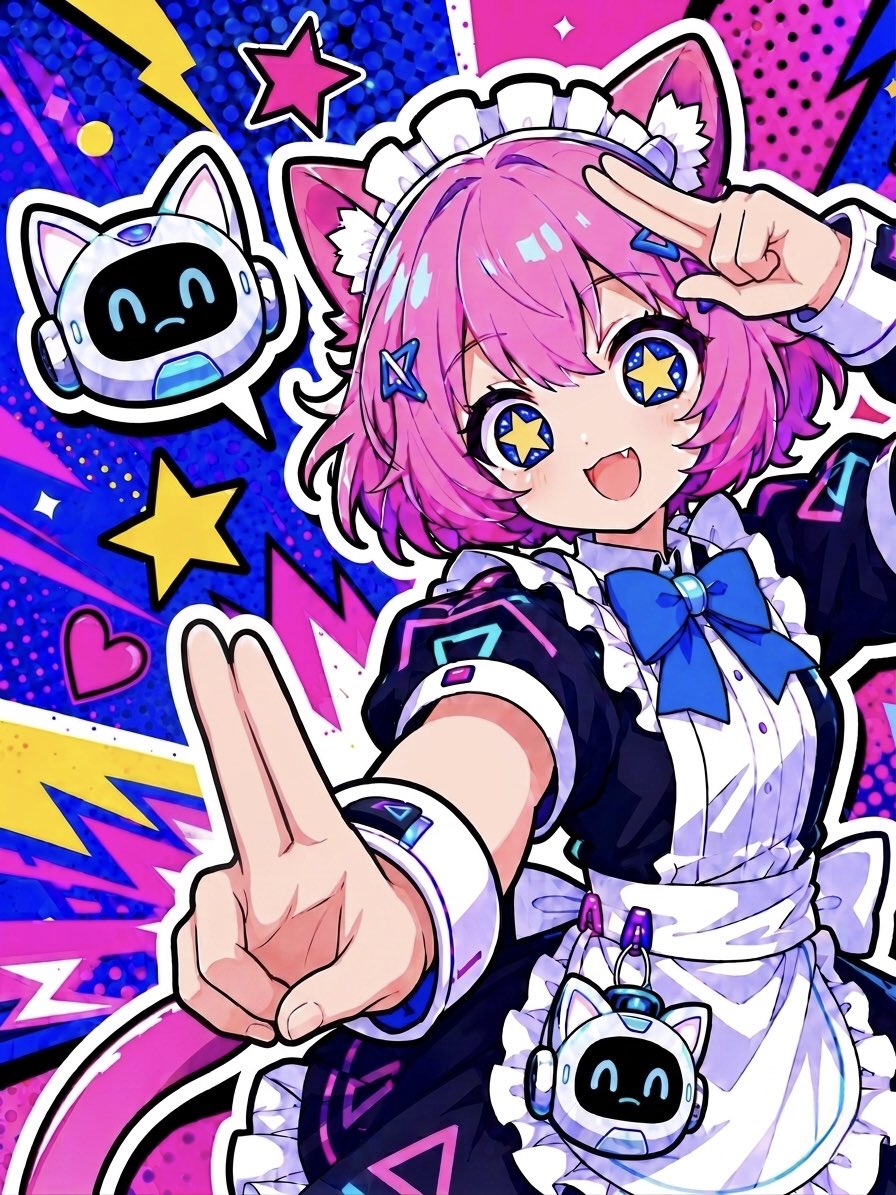 AI Prompt for Cyber Cat Maid Anime Illustration