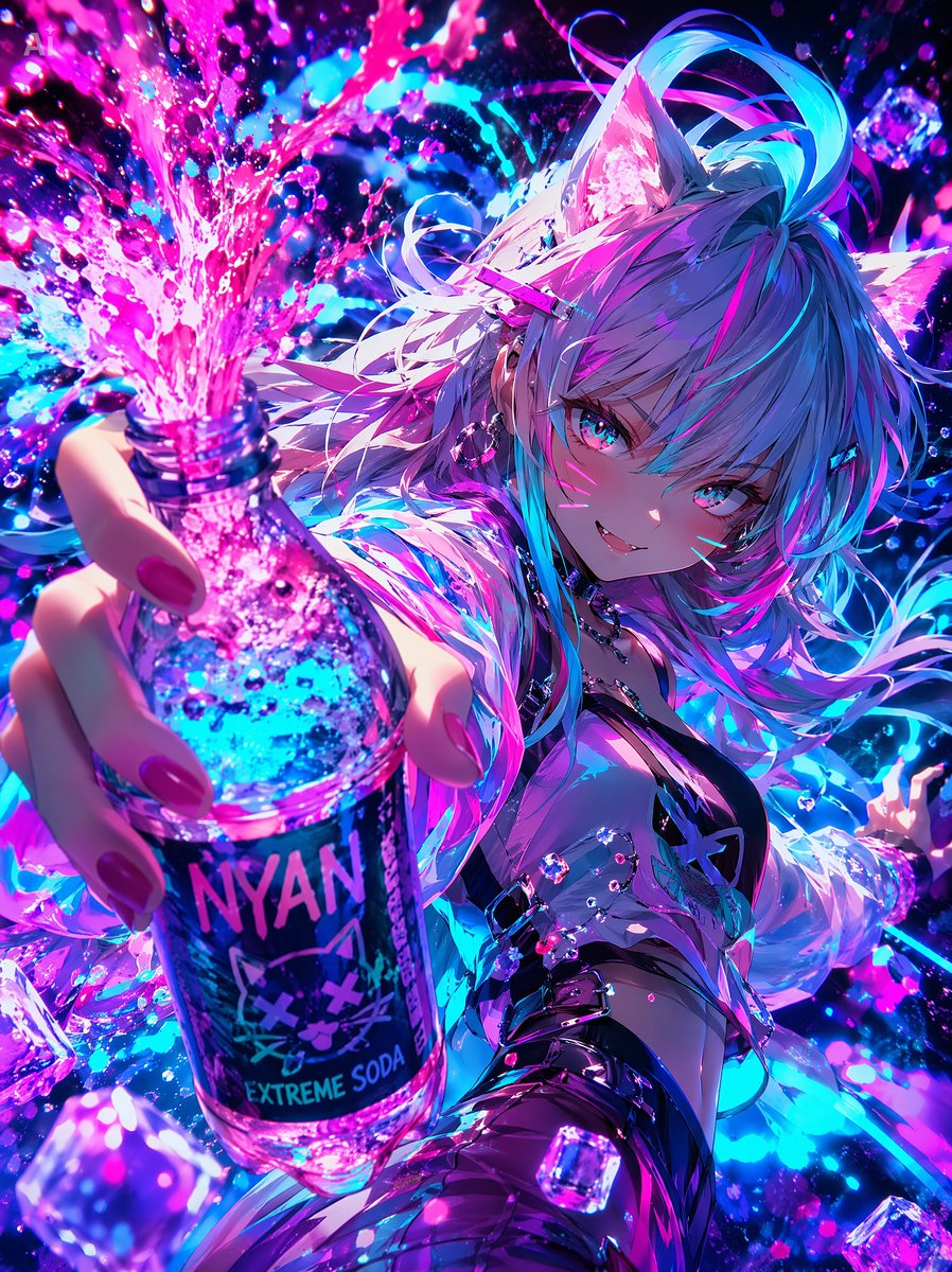 AI Prompt for Cyberpunk Anime Girl with Soda
