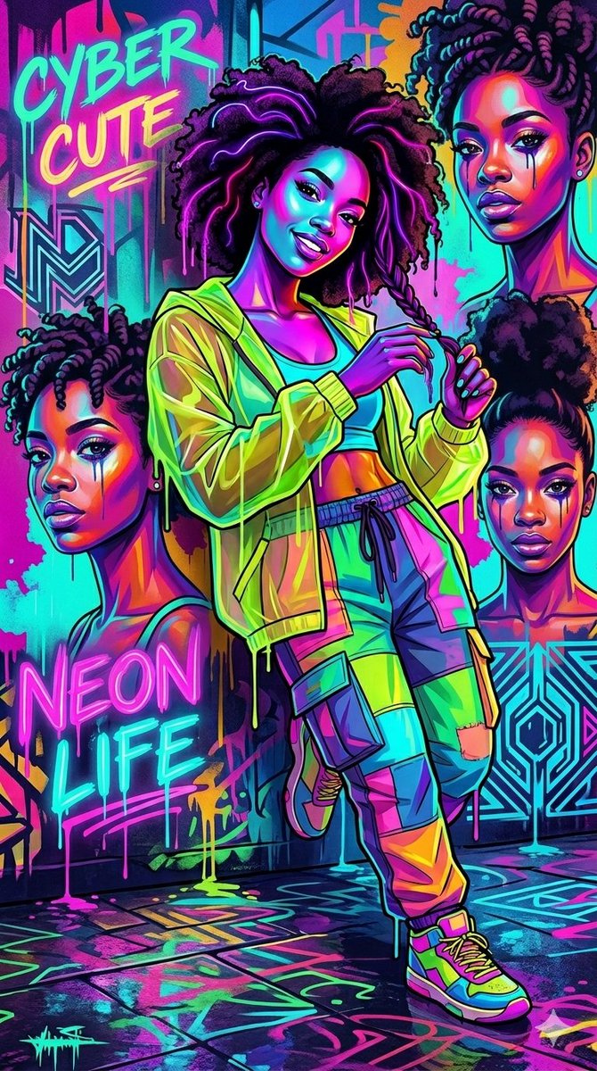 AI Prompt for Cyberpunk Character and City Illustration in Pop-Art Style