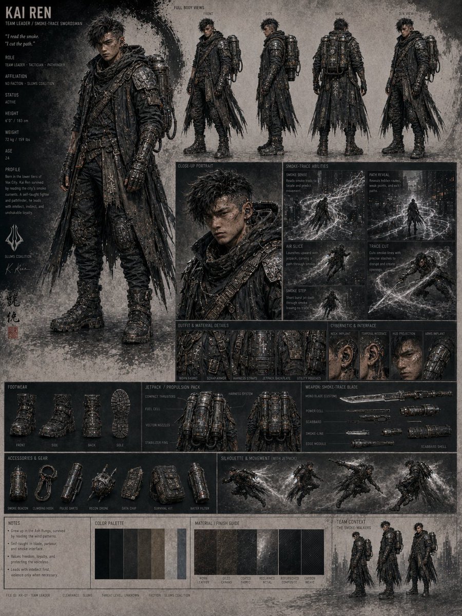 AI Prompt for Cyberpunk Character Concept Sheet Design