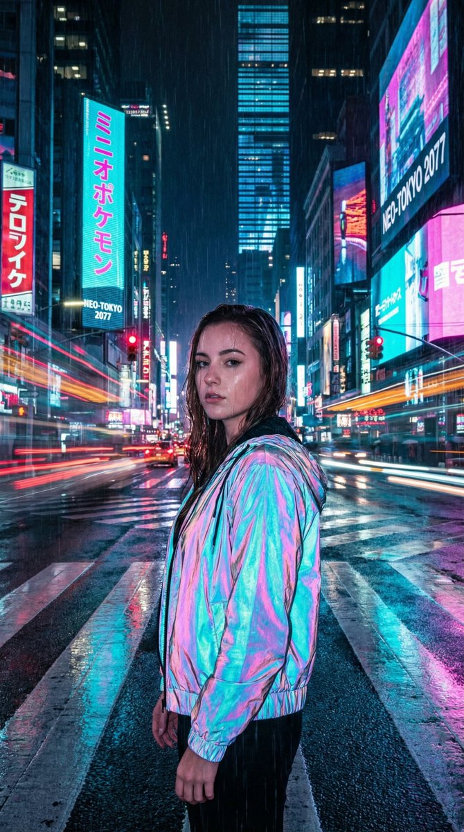 AI Prompt for Cyberpunk Cityscape Generation with Influencer Model