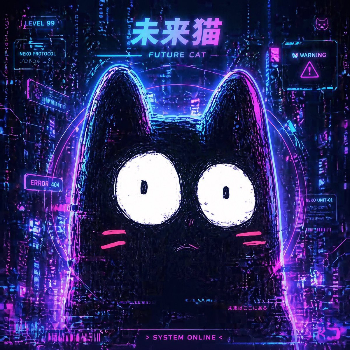 AI Prompt for Cyberpunk Future Cat Neon Poster Art