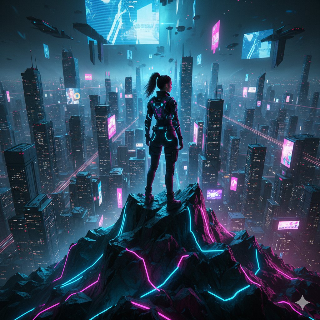 AI Prompt for Cyberpunk Sci-Fi Cityscape Illustration