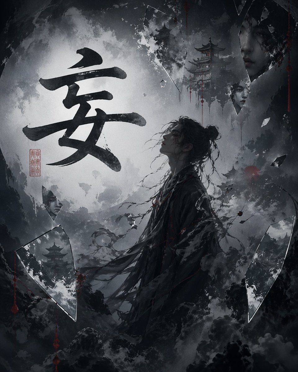 AI Prompt for Dark Fantasy Chinese Calligraphy Poster Concept Art